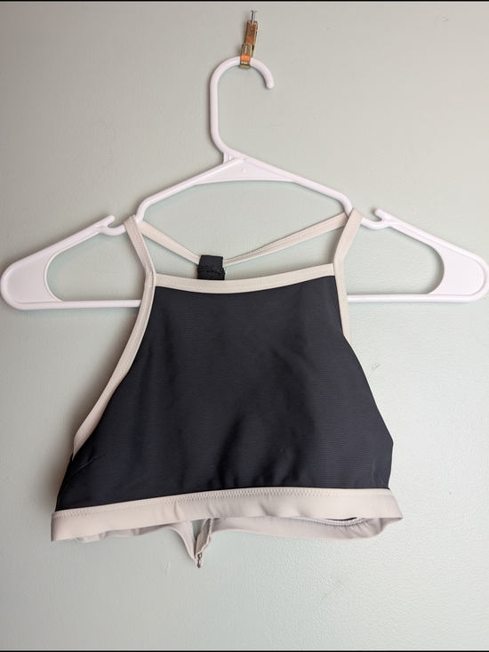 Athleta Tops - Athleta Black High Neck Bikini Top with White Trim